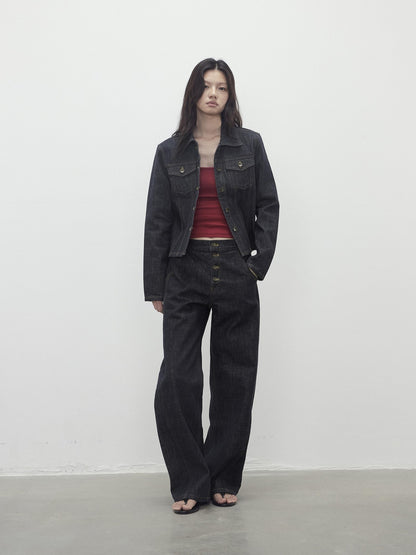 AFTADAWN Raw Indigo Deconstructed Contrast Stitch Women&