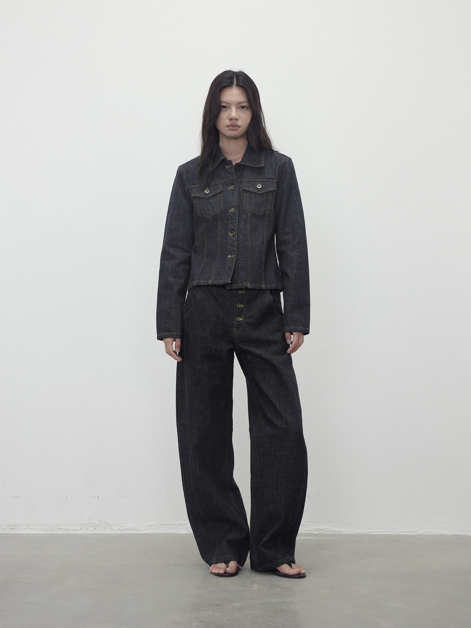 AFTADAWN Raw Indigo Deconstructed Contrast Stitch Women&