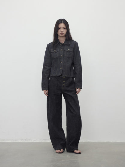 AFTADAWN Raw Indigo Deconstructed Contrast Stitch Women&