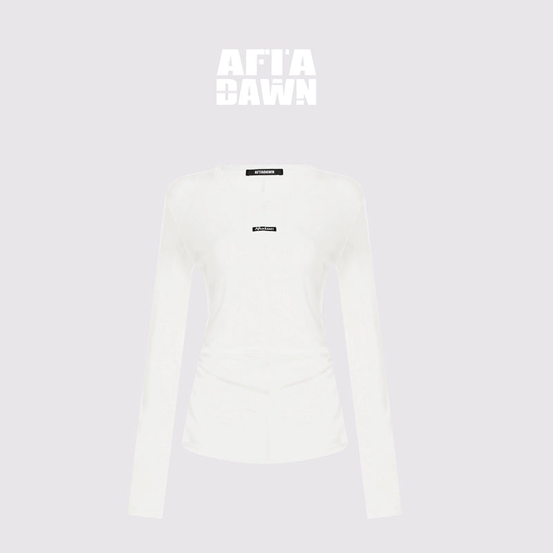 AFTADAWN_Rayon_Wool_Logo_Embroidered_Waist_Gathered_Long_Sleeve_Tee_MISSTT