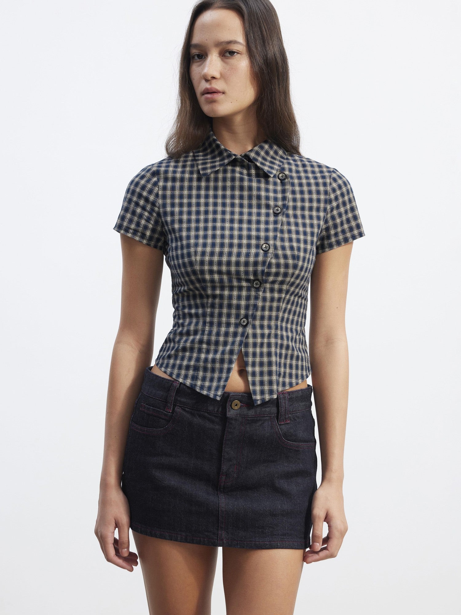 AFTADAWN Red Selvedge Washed Low Waist Hip Hugging Cotton Women&