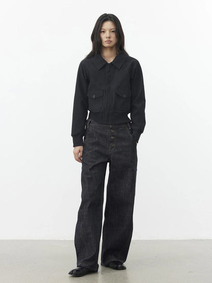 AFTADAWN Reinforced Leopard Print Detachable Fur Collar Jacket Jacket