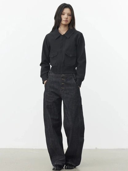 AFTADAWN Reinforced Leopard Print Detachable Fur Collar Jacket Jacket