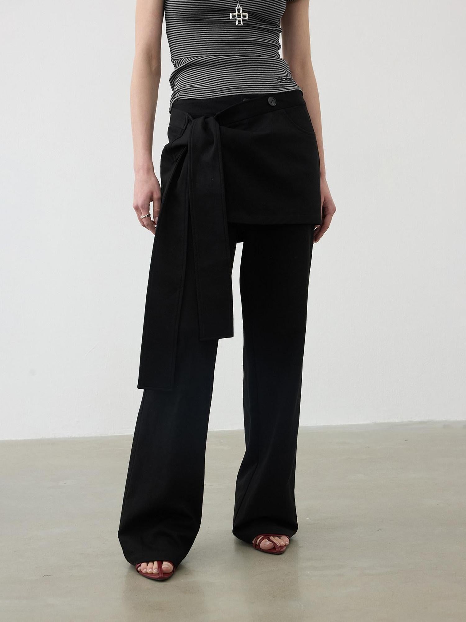 AFTADAWN Removable Skirt Panel Low Waist Straight Women&