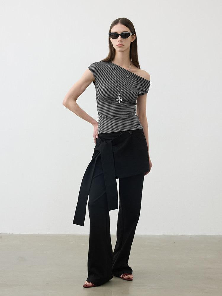 AFTADAWN Removable Skirt Panel Low Waist Straight Women&