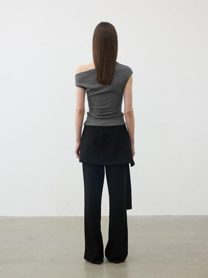 AFTADAWN Removable Skirt Panel Low Waist Straight Women&