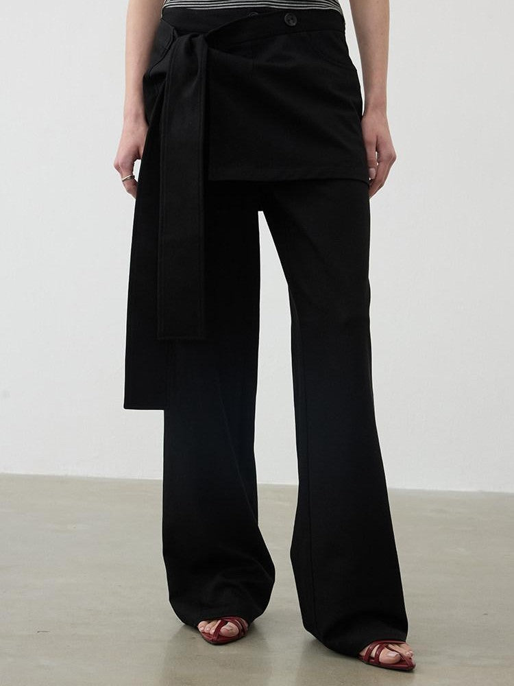 AFTADAWN Removable Skirt Panel Low Waist Straight Women&