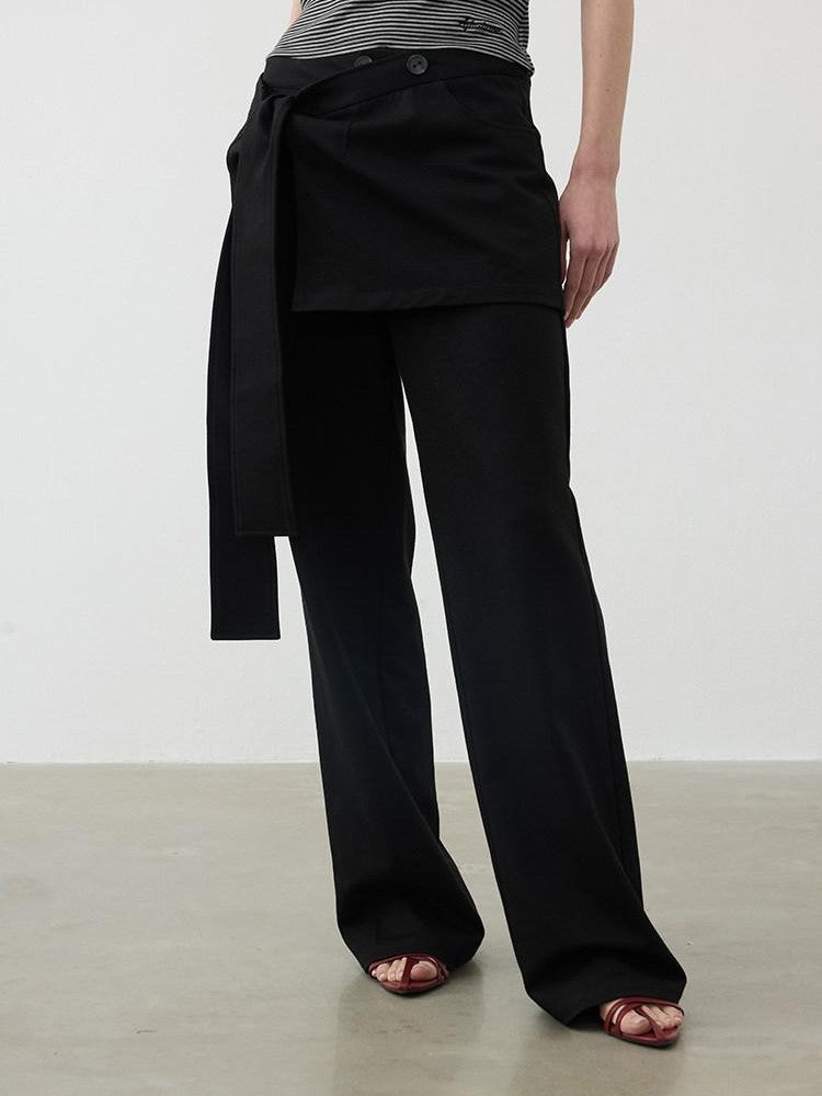 AFTADAWN Removable Skirt Panel Low Waist Straight Women&