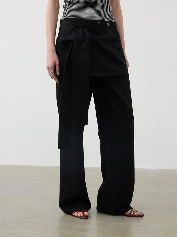 AFTADAWN Removable Skirt Panel Low Waist Straight Women&