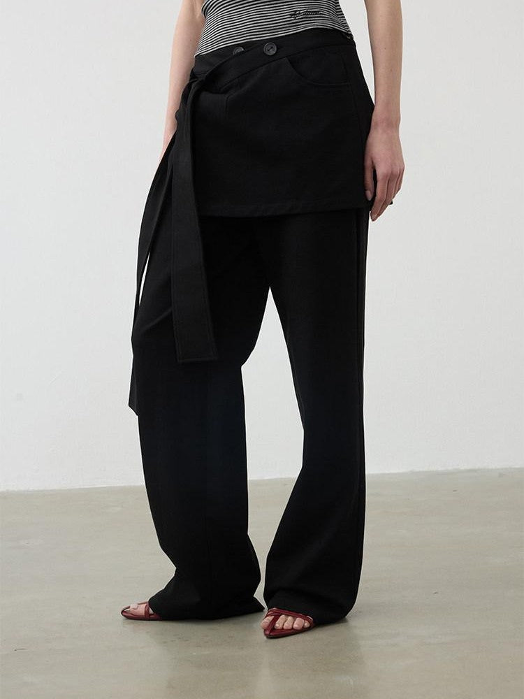 AFTADAWN Removable Skirt Panel Low Waist Straight Women&