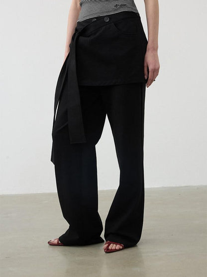 AFTADAWN Removable Skirt Panel Low Waist Straight Women&