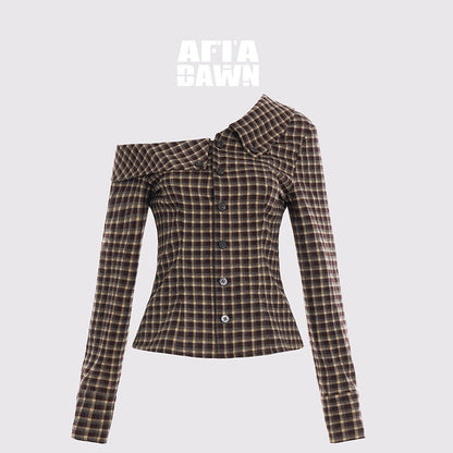 AFTADAWN_Retro_Plaid_Asymmetrical_3d_Cut_Women&