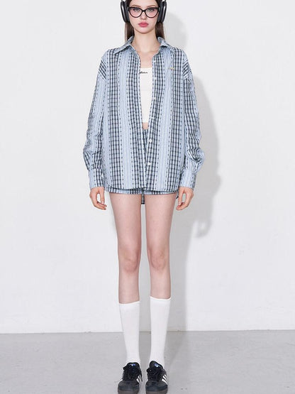AFTADAWN Retro Striped Colorblock Patchwork Women&