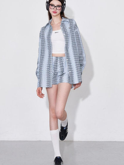 AFTADAWN Retro Striped Colorblock Patchwork Women&