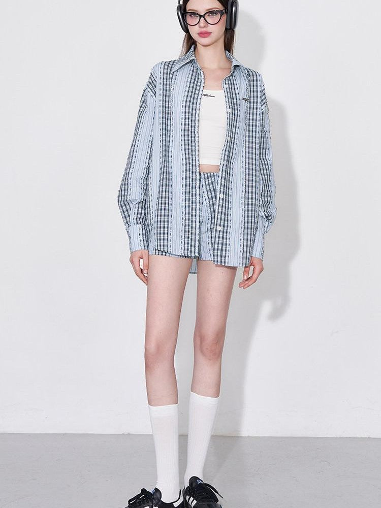 AFTADAWN Retro Striped Colorblock Patchwork Women&