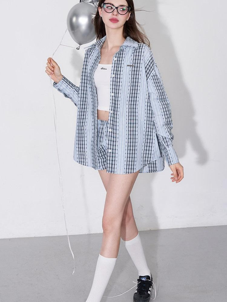 AFTADAWN Retro Striped Colorblock Patchwork Women&