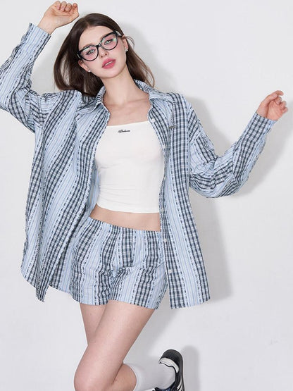 AFTADAWN Retro Striped Colorblock Patchwork Women&