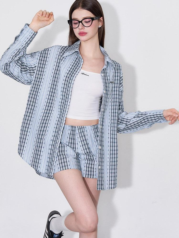 AFTADAWN Retro Striped Colorblock Patchwork Women&