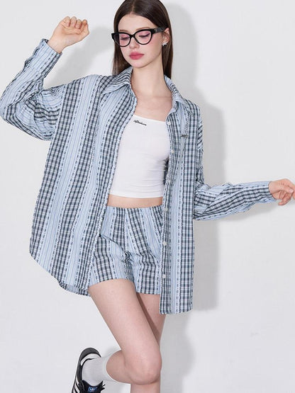 AFTADAWN Retro Striped Colorblock Patchwork Women&