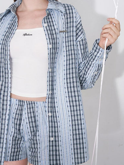 AFTADAWN Retro Striped Colorblock Patchwork Women&