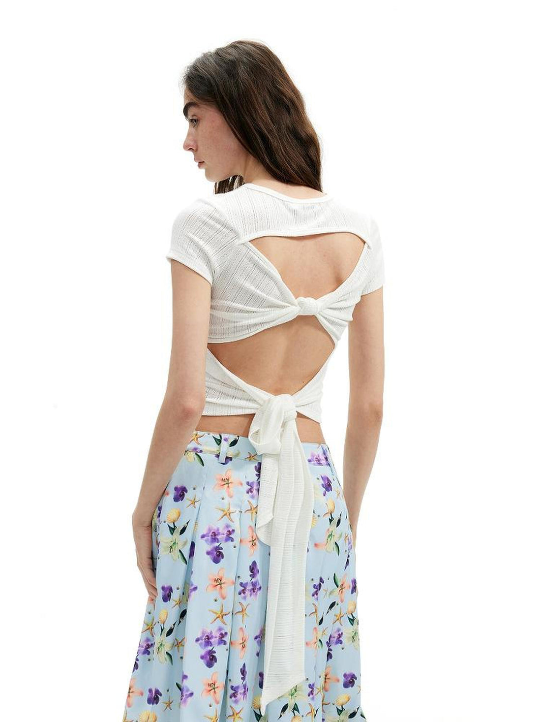 AFTADAWN Reversible Knotted Backless Crop Top