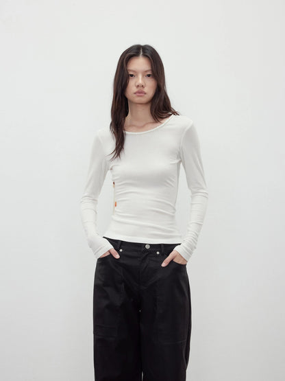 Reversible Merino Wool Beaded Belted Top With Draped Neck