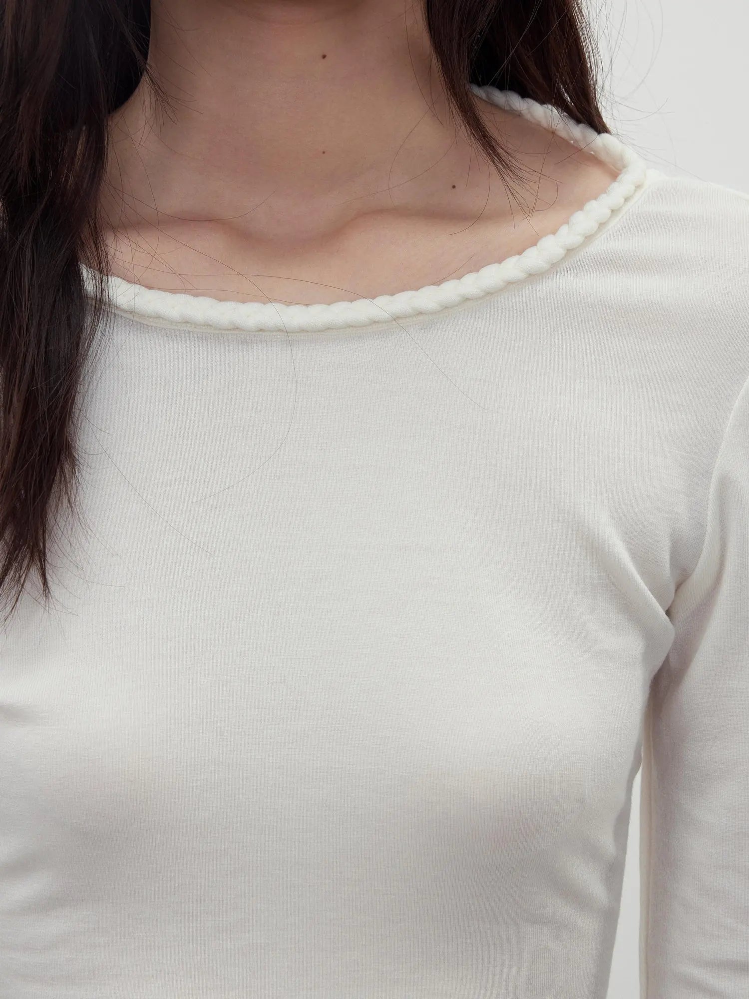 Reversible Merino Wool Beaded Belted Top With Draped Neck