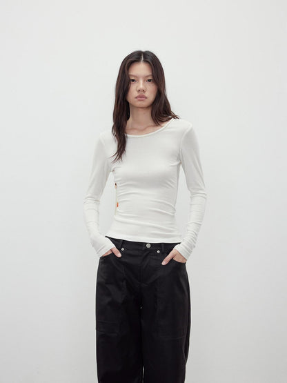 AFTADAWN Reversible Merino Wool Beaded Belted Top With Draped Neck