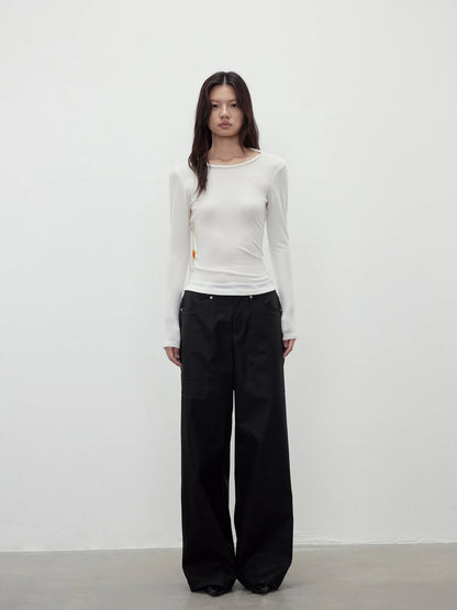 Reversible Merino Wool Beaded Belted Top With Draped Neck