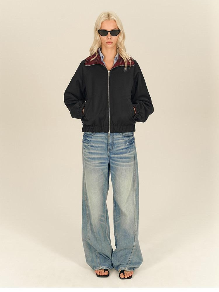 AFTADAWN Reversible Red Plaid Boxy Oversized Women&