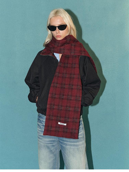 AFTADAWN Reversible Red Plaid Boxy Oversized Women&