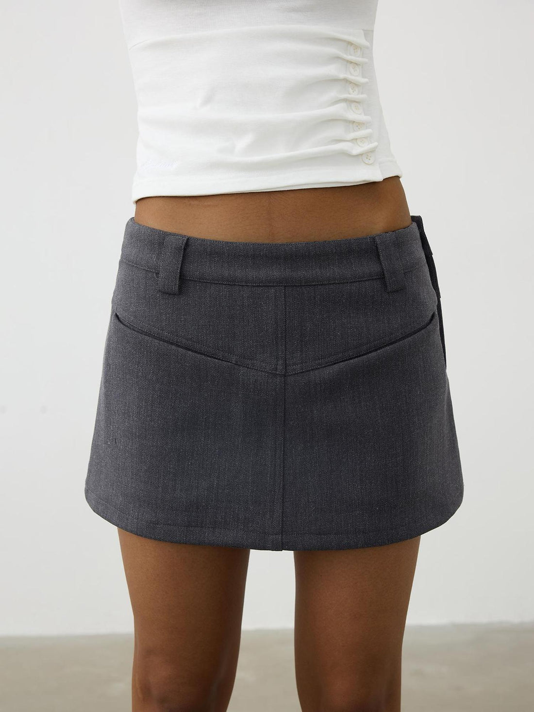 AFTADAWN Reversible Twill Split Hem A Line Skirt