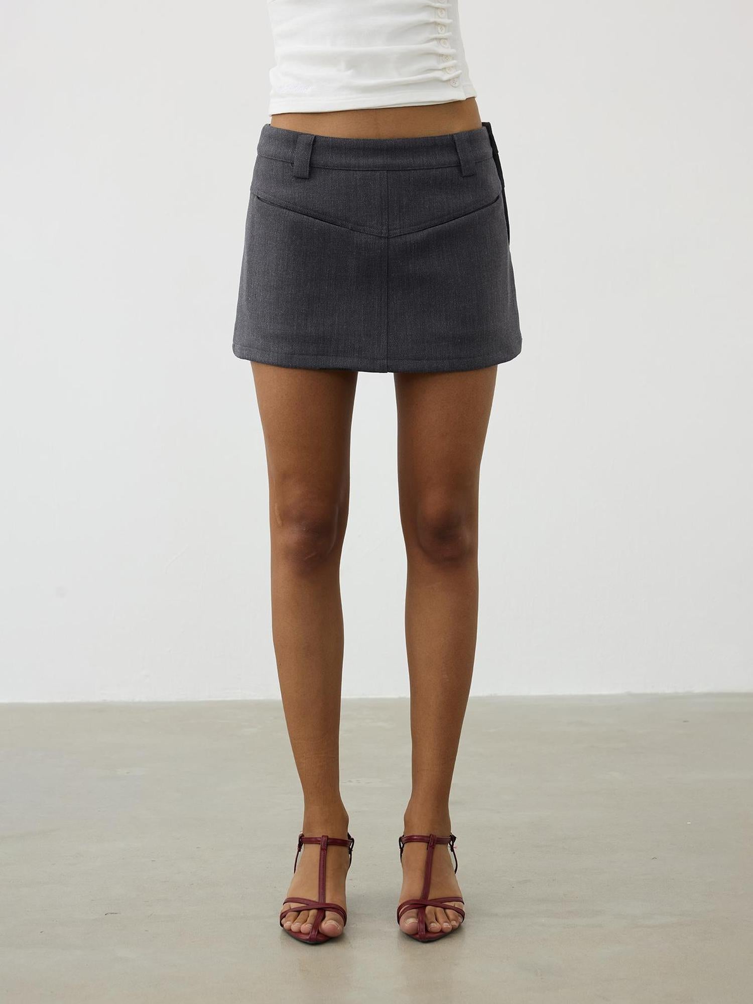 AFTADAWN Reversible Twill Split Hem A Line Skirt