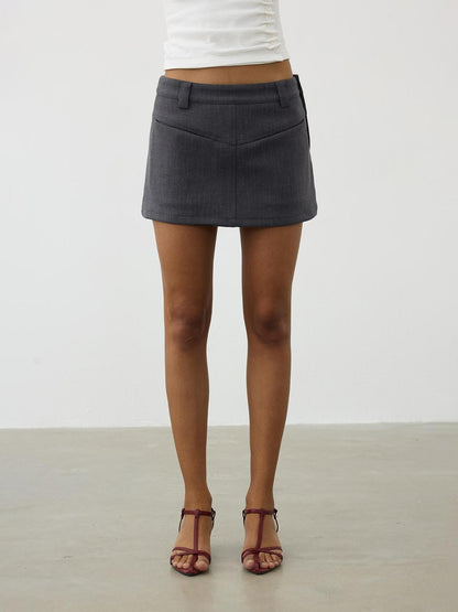 AFTADAWN Reversible Twill Split Hem A Line Skirt