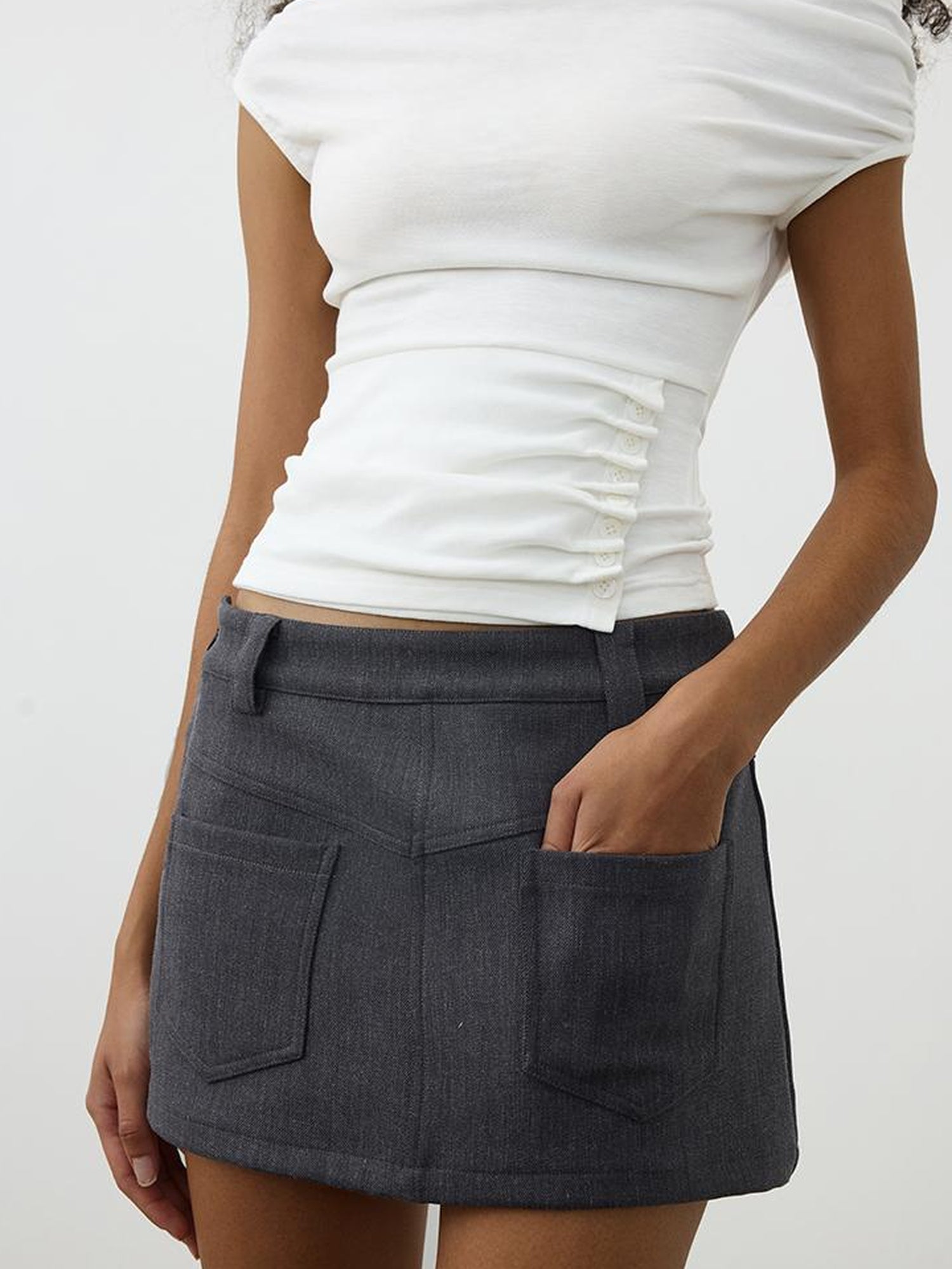 AFTADAWN Reversible Twill Split Hem A Line Skirt