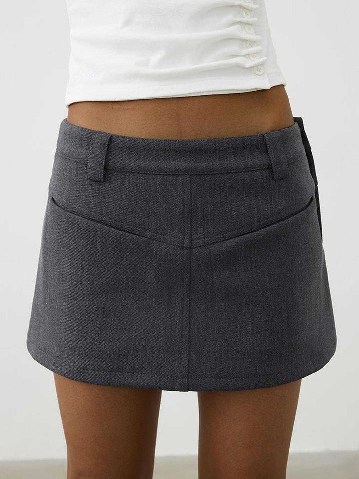 AFTADAWN Reversible Twill Split Hem A Line Skirt