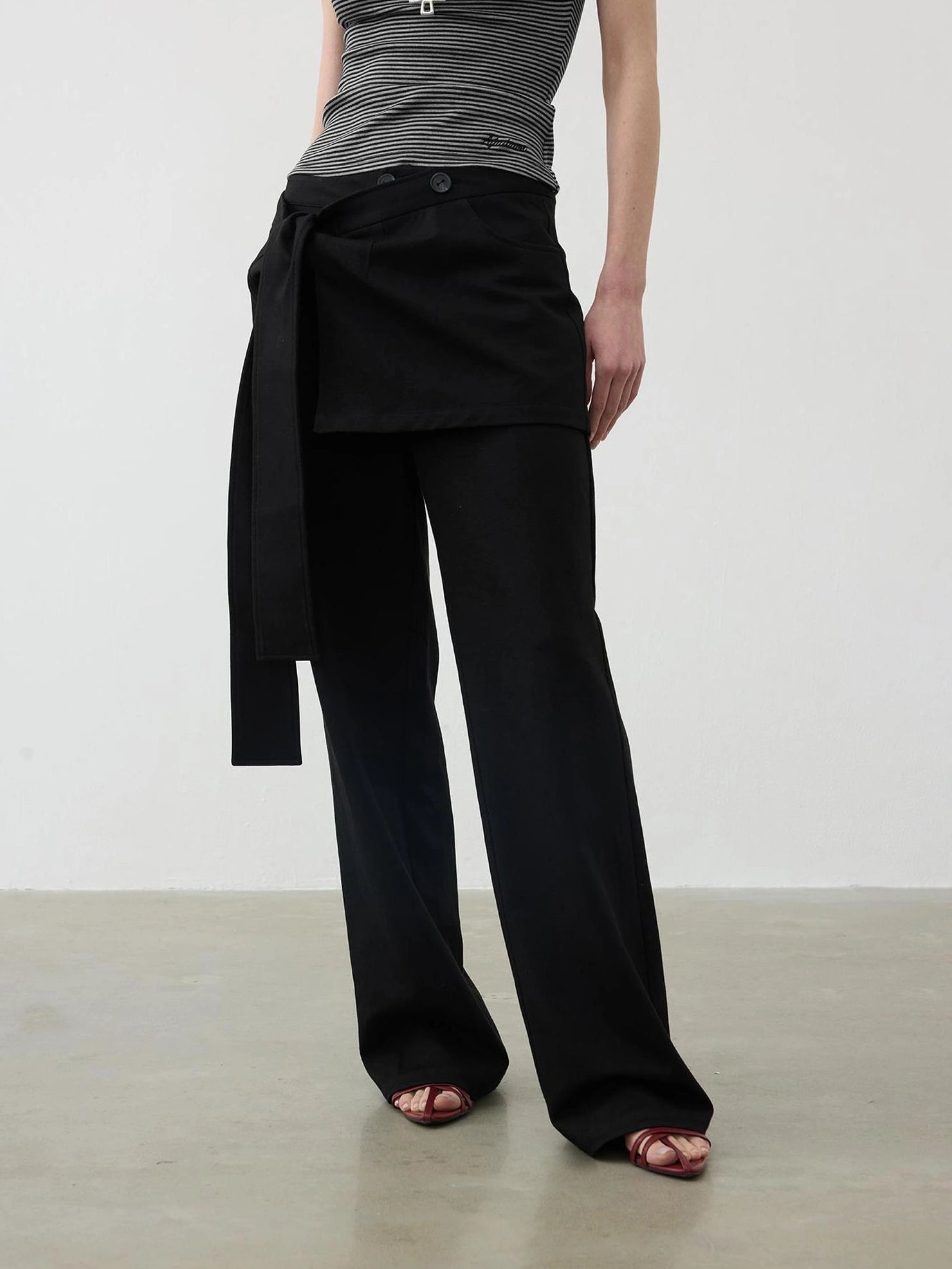 AFTADAWN Reversible Twill Tencel Wide Leg Trouser Skirt Pants