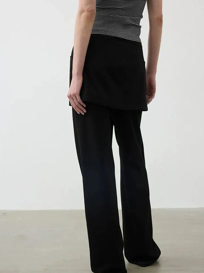 AFTADAWN Reversible Twill Tencel Wide Leg Trouser Skirt Pants