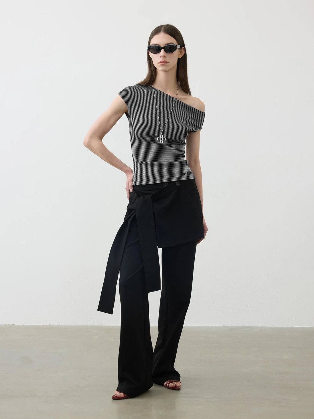 AFTADAWN Reversible Twill Tencel Wide Leg Trouser Skirt Pants