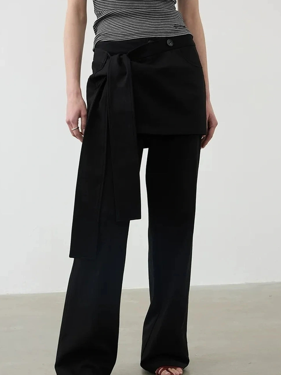 AFTADAWN Reversible Twill Tencel Wide Leg Trouser Skirt Pants