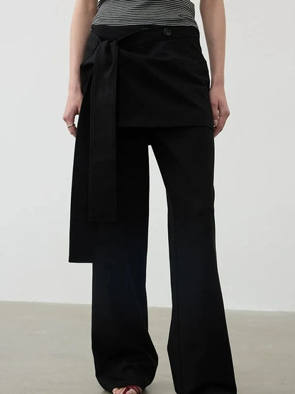 AFTADAWN Reversible Twill Tencel Wide Leg Trouser Skirt Pants