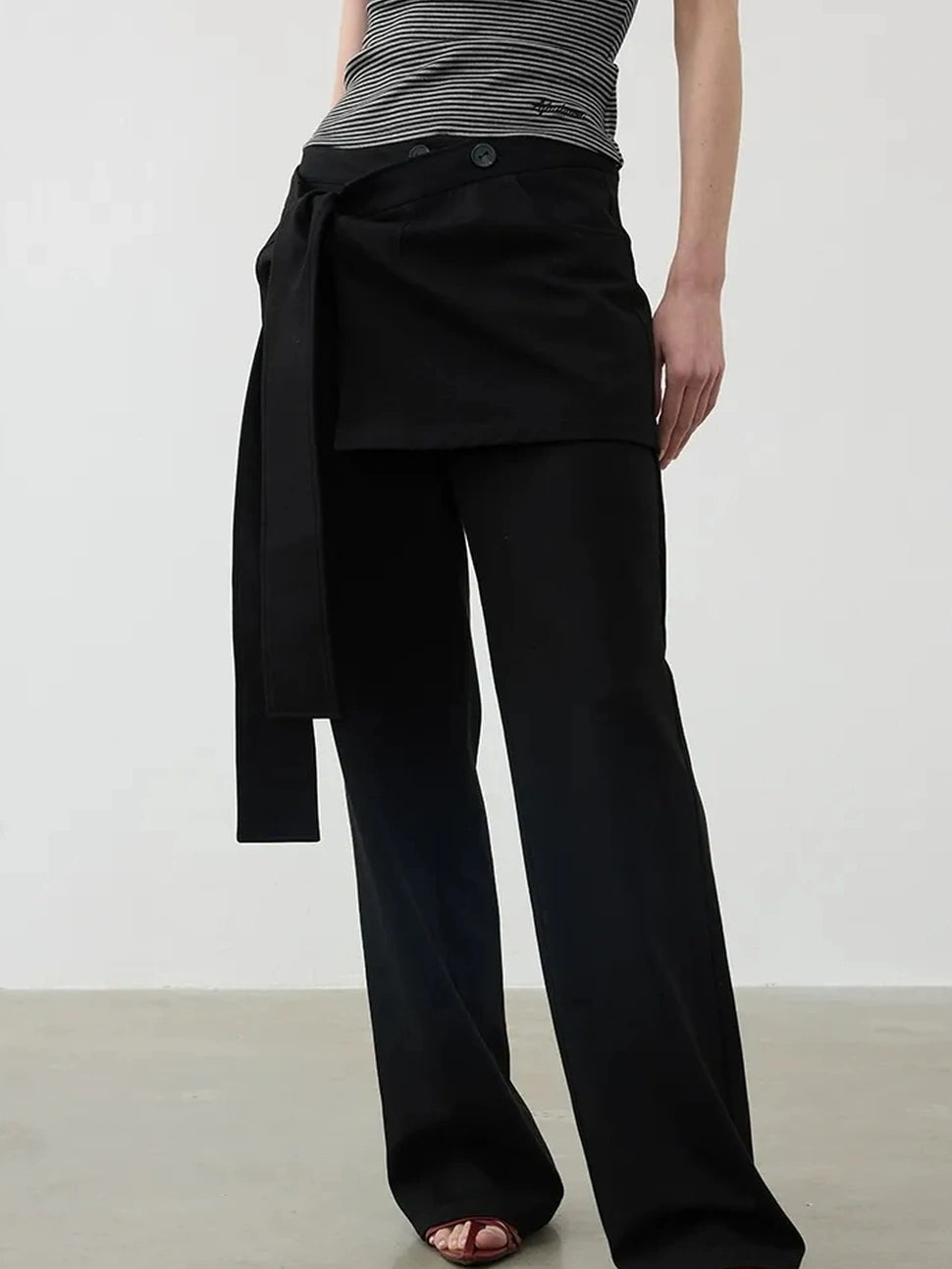 AFTADAWN Reversible Twill Tencel Wide Leg Trouser Skirt Pants