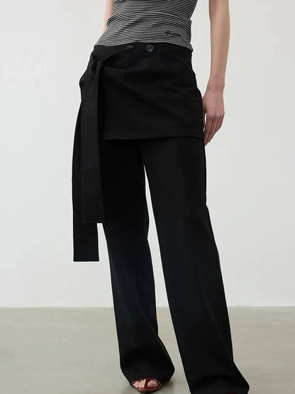 AFTADAWN Reversible Twill Tencel Wide Leg Trouser Skirt Pants