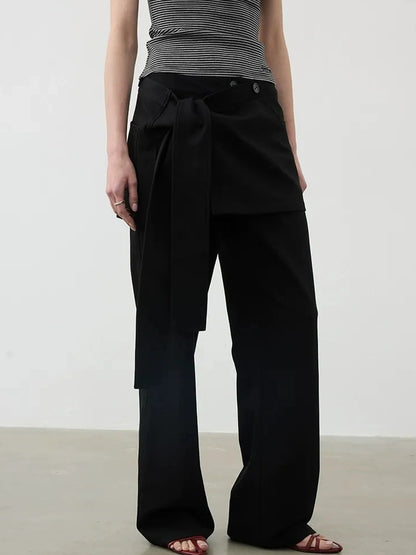 AFTADAWN Reversible Twill Tencel Wide Leg Trouser Skirt Pants