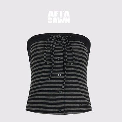 AFTADAWN_Ribbed_Contrast_Colorblock_Striped_Tie_Cropped_Fitted_Women&