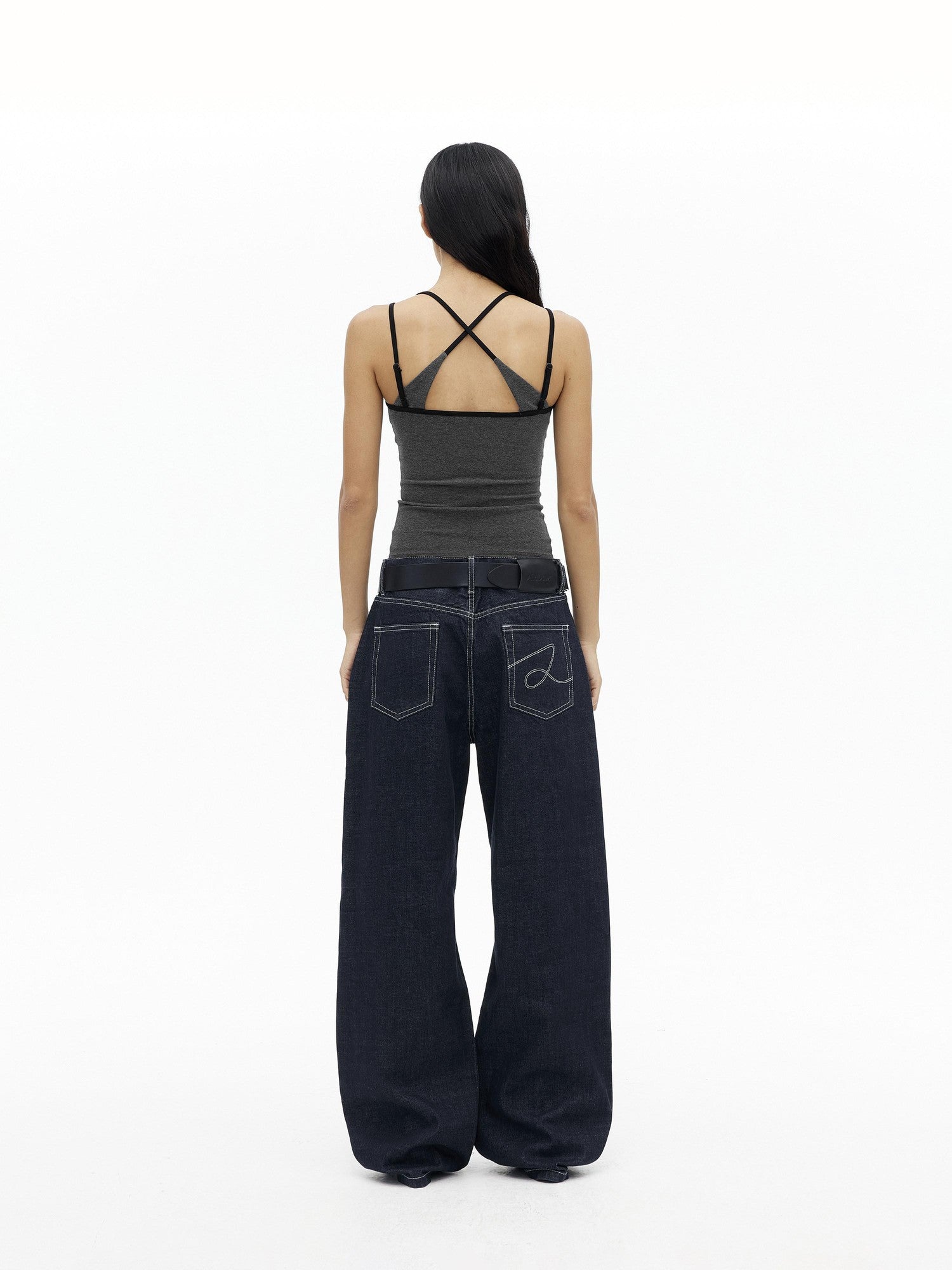 AFTADAWN Ribbed Crisscross Open Back Women&