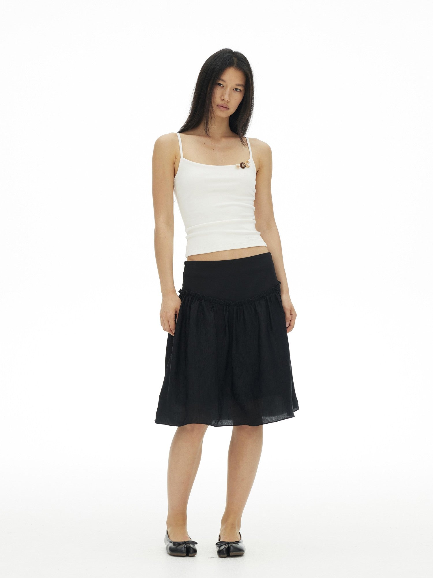 AFTADAWN Ribbed Three Button Thin Straps Cropped Women&