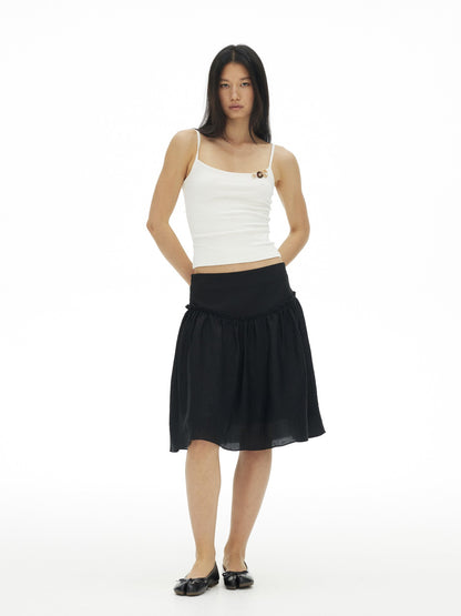 AFTADAWN Ribbed Three Button Thin Straps Cropped Women&