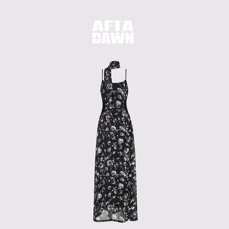 AFTADAWN_Rose_Print_Mesh_Camisole_Ruched_Waist_Women&