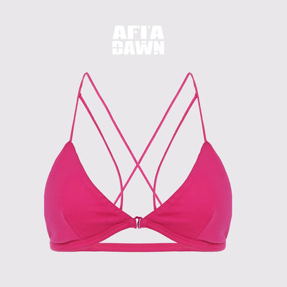 AFTADAWN_Rose_Red_V-neck_Contrast_Thin_Straps_Padded_Tie_Back_Women&